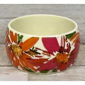 VTG 1989 AVON "Passion Flowers" Chunky Bangle Bracelet Pink Orange Purple Boho